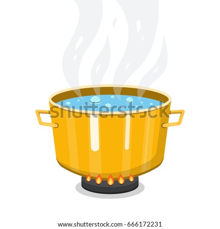 Boiling Water Pan Cooking Pot On Stock Vector 666172231 - Shutterstock