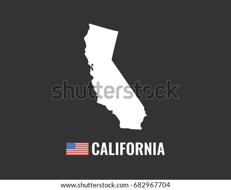 California Map Isolated On Black Background Silhouette USA State American Flag Vector California Map Isolated On Black Background Silhouette USA State American Flag Vector