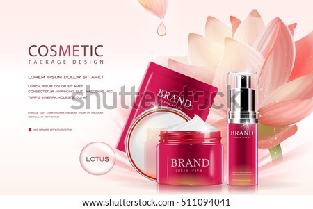 Lotus cosmetic ads template, 3D illustration cosmetic mockup with lotus on the background