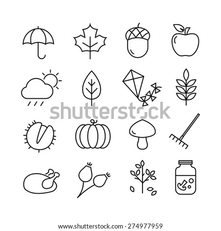 Collection Icons Representing Autumn Season Autumn Stock Vector ...