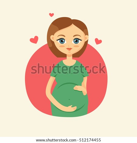 Cute pregnant woman caressing her belly