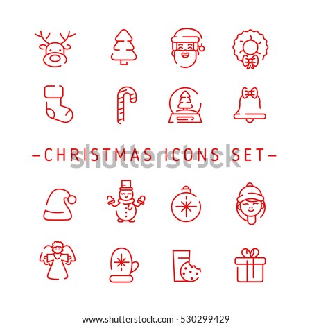 Christmas Outline Icons Stock Vector 530299429 - Shutterstock