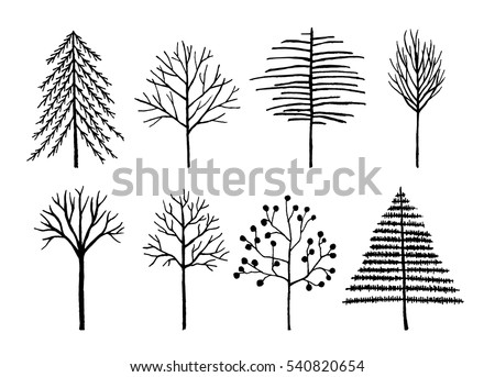 Download Winter Trees Vector Set Stock Vector 540820654 - Shutterstock