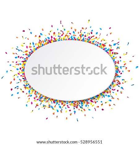 White Oval Banner Shiny Colorful Confetti Stock Vector 