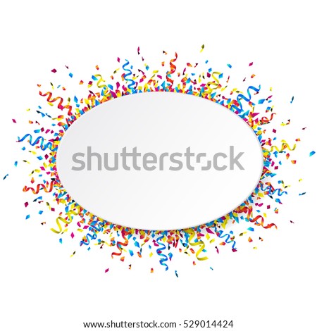 White Oval Banner Shiny Colorful Confetti Stock Vector 