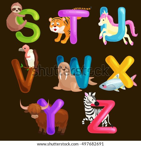 Illustration Colorful Funky Alphabet On White Stock Illustration ...