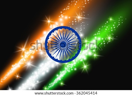 Indian Flag Theme Background Fireworks Spark Stock Vector 