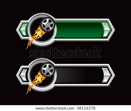 Flaming Racing Tire On Blue And Black Arrows Wheel Stock Images Royalty Free Images Vectors