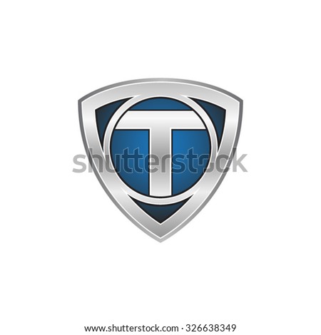 initial shutterstock logo triangle shield circle blue