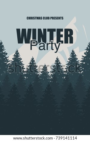 Winter Party Flyer Template Elegant Christmas Stock Vector 739141114