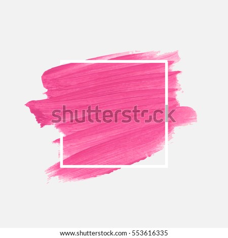Logo brush painted watercolor background. Art abstract brush paint texture design acrylic stroke over square frame vector illustration. Perfect design for headline and sale banner.