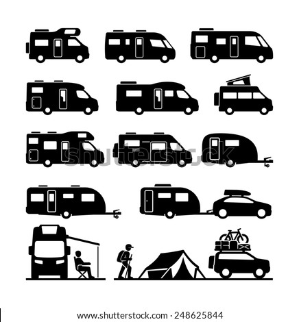 Rv Cars Recreational Vehicles Camper Vans Stock Illustration 248625844 ...