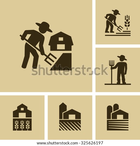 Farmer Working Field Vector Farm Icon Stock Vector Royalty Free Shutterstock