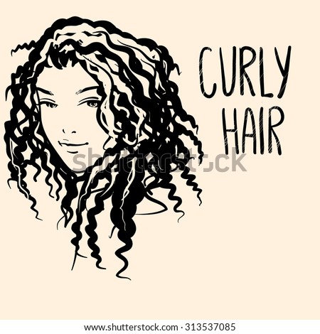 Vector portrait of a girl with curly hair