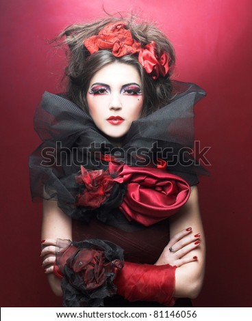 Vintage Ladyyoung Pretty Woman Black Hat Stock Photo 73616347 ...