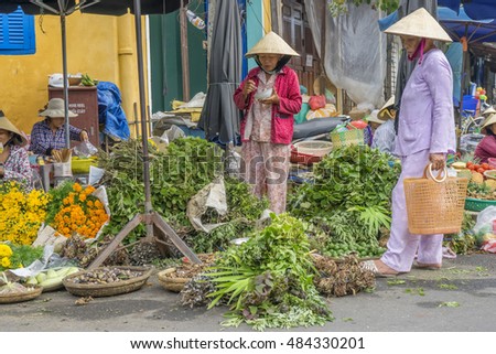 HOI AN, VIETNAM - JULY 17, 2015: Middle Year Festival, at store, street and market in Hoi An old town, Vietnam. Hoi An is a famous tourist destination in the world and Vietnam