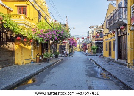 HOI AN, VIETNAM - JULY 17, 2015: Hoi An old town. Hoi An is a popular tourist destination of Asia. Hoian is recognized as a World Heritage Site by UNESCO.