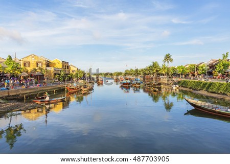 HOI AN, VIETNAM - JULY 17, 2015: Hoi An old town. Hoi An is a popular tourist destination of Asia. Hoian is recognized as a World Heritage Site by UNESCO.