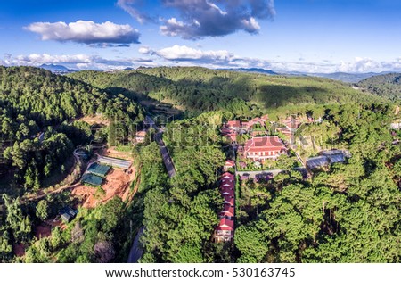 Thien Vien Truc Lam Monastery Dalat. Vietnam. ( view from drone )