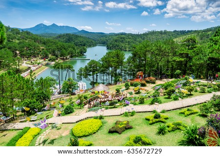 DA LAT, VIETNAM - MAY 18,2016: Love valley in Dalat Vietnam is one of the most romantic sites of Dalat city, with many deep valleys and endless pine forests.