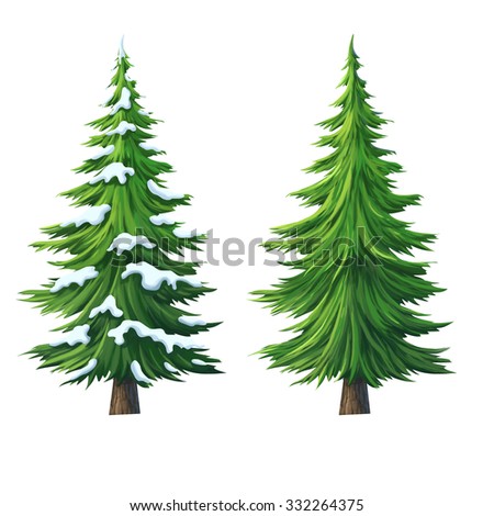 Vector Single Isolated Cartoon Pine Tree Stock Vector 526465786 ...