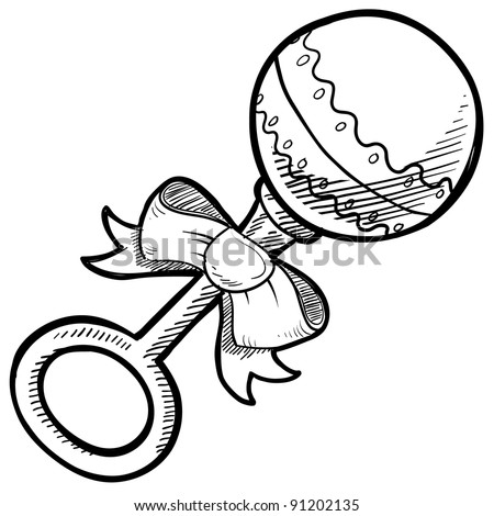 Doodle Style Baby Rattle Illustration Vector Stock Vector 91202135 ...