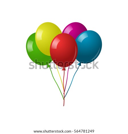 Color glossy balloons isolated on white background. Collection of colorful balloons.