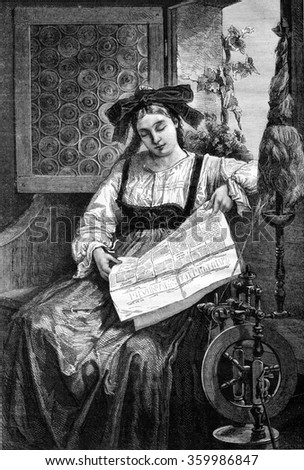 Reading The Newspaper 1872 Exhibition Of Painting Vintage Engraved Illustration Magasin Pittoresque 1873 Reading The Newspaper 1872 Exhibition Of Painting Vintage Engraved Illustration Magasin Pittoresque 1873