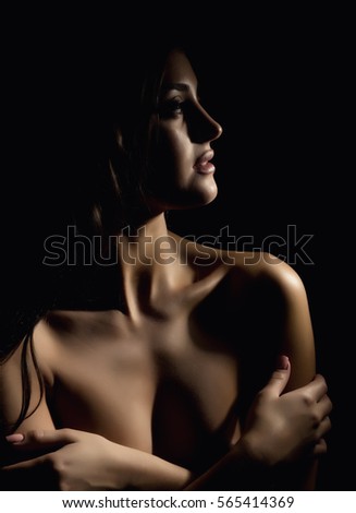 Nude Girl Silhouette Black Background