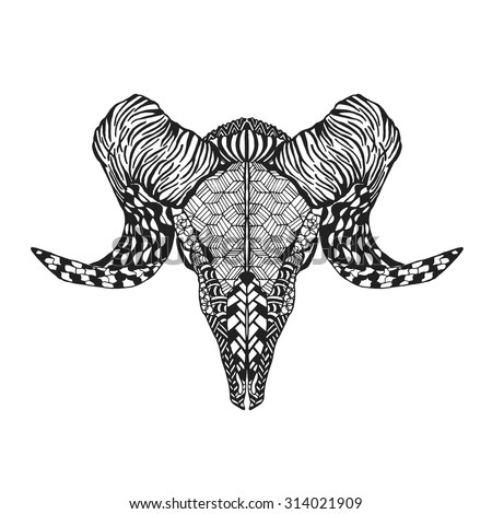 Zentangle Stylized Mutton Sheep Skull Animals Hand Drawn Doodle Ethnic Patterned Vector Illustration Zentangle Stylized Mutton Sheep Skull Animals Hand Drawn Doodle Ethnic Patterned Vector Illustration