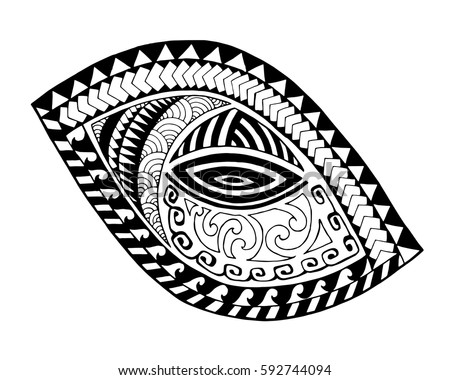 Maori Style Tattoo Design Black White Stock Vector 592744094 - Shutterstock