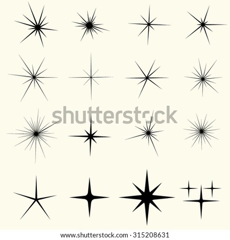Sparkle Lights Stars Set Glowing Light Stock Vector 292829165 ...
