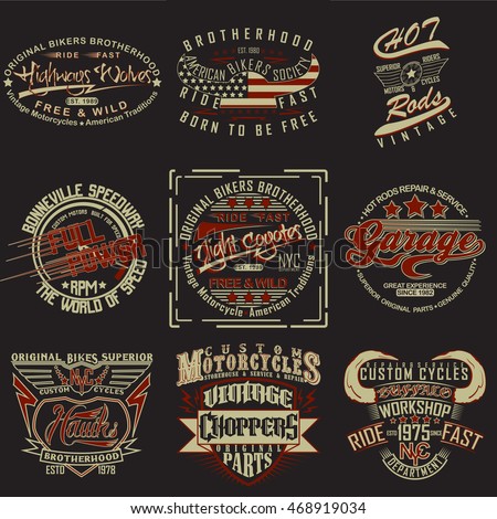 Download Set Creative Tshirt Graphic Designs Vintage Stock Vector ...