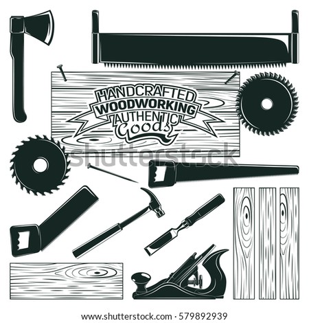 Unique Vintage Woodworking Logo Design Grange Print Stock Vector