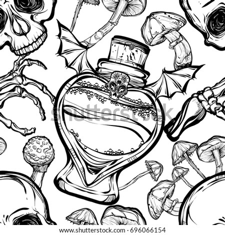 Halloween Vector Illustration Potion Skull Mushrooms Stock Vector Halloween Vector Illustration Potion Skull Mushrooms Stock Vector