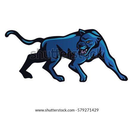 Vintage Aggressive Angry Animal In Action Illustration Logo - Blue Puma