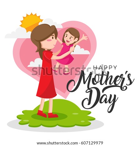 Isolated Cute Happy Mother's Day Mom And Daughter Activities Illustration, Suitable For Social Media, Print, Web Banners, Decoration, Invitation and Other Mother's Day Related Activities