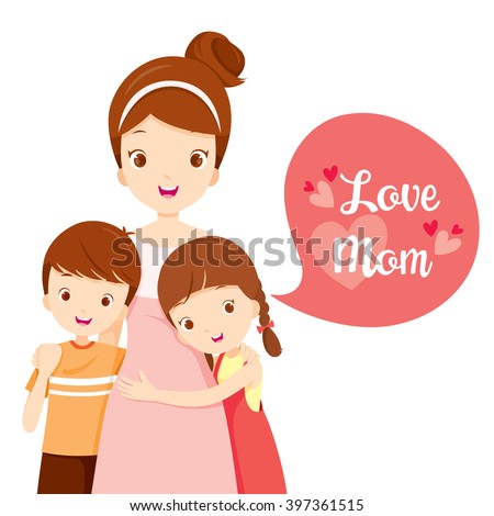 Son And Daughter Hugging Their Mother, Mother's Day, Embracing, Sibling, Love, Children, Family