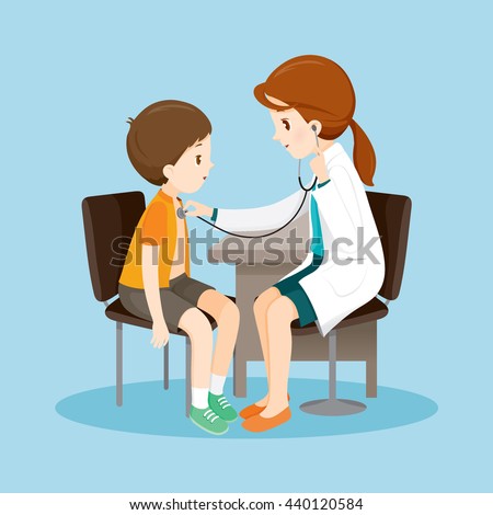 Woman Doctor Examining Patient By Stethoscope Stock Vector 440120584 ...