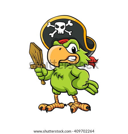 Pirate Parrot Cartoon Illustration Stock Vector 409702264 - Shutterstock