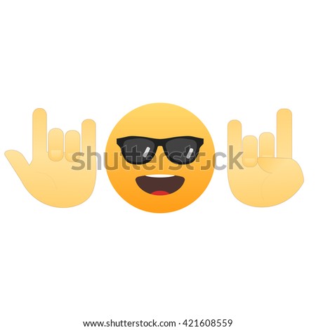 Emoticon Face Hand Icon Meaning Rock Stock Vector 422567419 - Shutterstock