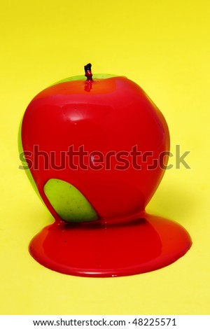 Yellow dress with red apples background. Yellow dress with red apples background.