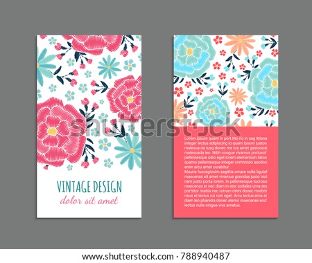 embroidery style flyer flower leaf pattern stock vector 2018 embroidery flyer