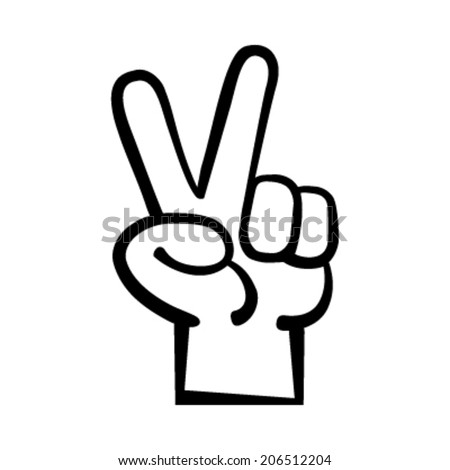 Hand Peace Sign Cartoon Vector Illustration Stock Vector 206512204