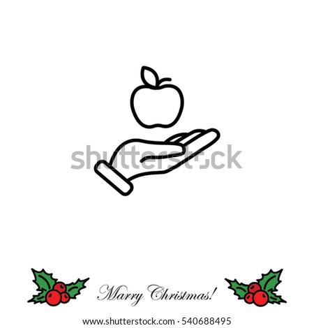 Web line icon. Apple in hand