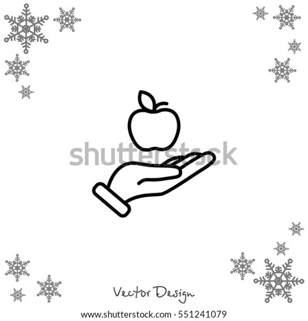 Web line icon. Apple in hand