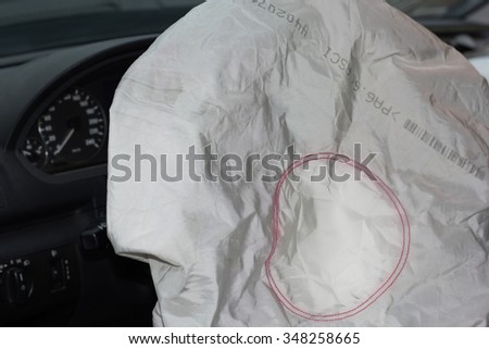 deflated erupted airbags inflation due after collision car shutterstock