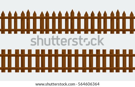 Set Wooden Farm Fence Vector Flat Stock Vector 564606364 - Shutterstock