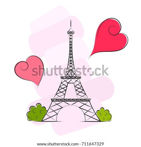 Eiffel Tower Paris On Pink Background Stock Illustration 73995754 ...