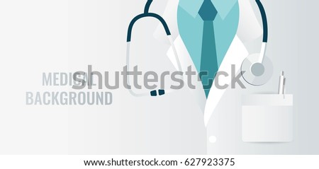 Medical background with close up of doctor with stethoscope. Vector illustration